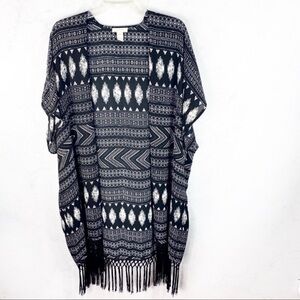 [F21] Boho Fringe Black Cardigan